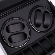 PU Leather 4+6 Double-Head Automatic Winding Motor Box Mechanical Watch Rotator, US Plug(Crocodile Pattern)