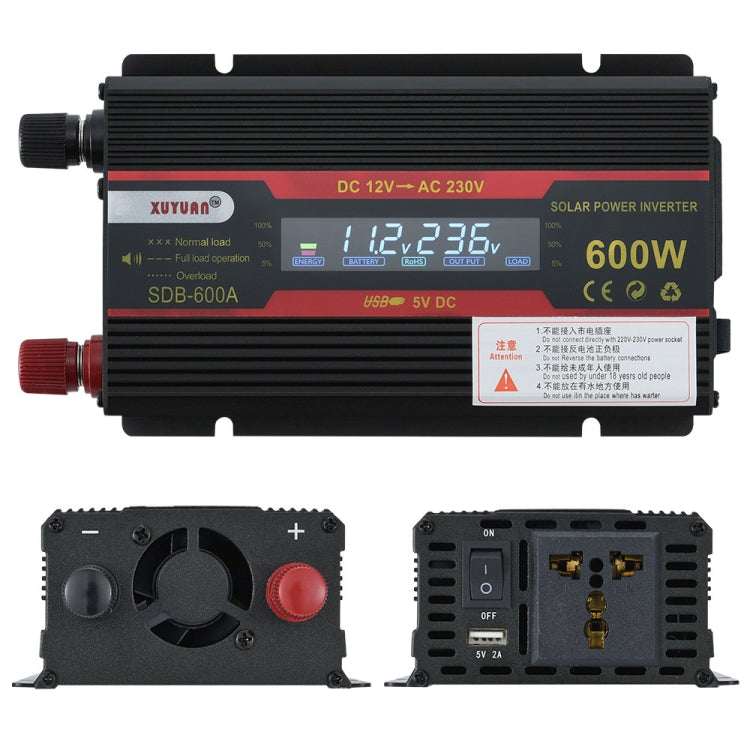 XUYUAN 600W Car Inverter LCD Display Converter, Specification: 12V to 220V - free shipping - PMC Jewellery - Order now!