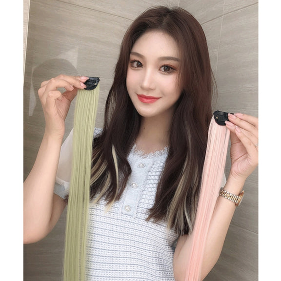 5 PCS Color Highlighting Hair Extension Piece One-Piece Invisible Seamless Hair Extension Piece(Flax Gold)