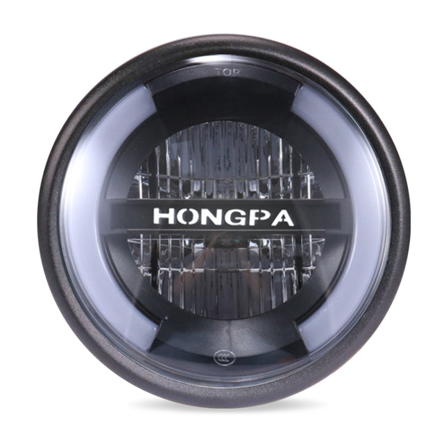 HONGPA Motorcycle Retro Headlights Modified Parts LED General Metal Headlights(Matte Black)