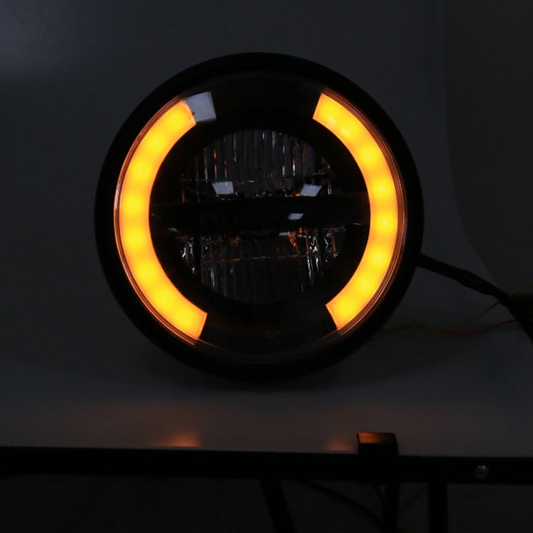 HONGPA Motorcycle Retro Headlights Modified Parts LED General Metal Headlights(Matte Black)