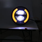 HONGPA Motorcycle Retro Headlights Modified Parts LED General Metal Headlights(Matte Black)
