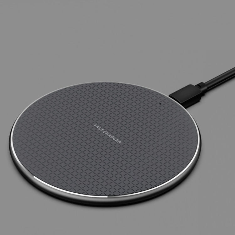 2pcs K8 10W Universal Aluminum Alloy Mobile Phone Wireless Charger, Specification:with 1m Cable(Black)