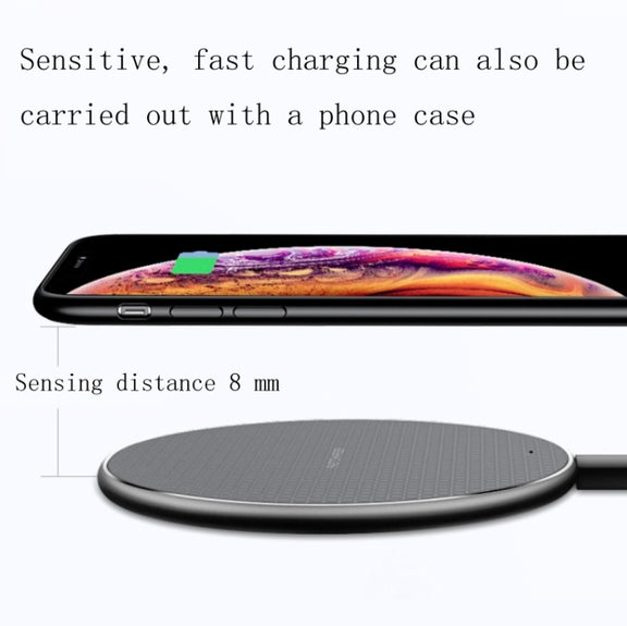 2pcs K8 10W Universal Aluminum Alloy Mobile Phone Wireless Charger, Specification:with 1m Cable(Black)