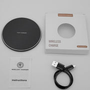 2pcs K8 10W Universal Aluminum Alloy Mobile Phone Wireless Charger, Specification:with 1m Cable(Black)
