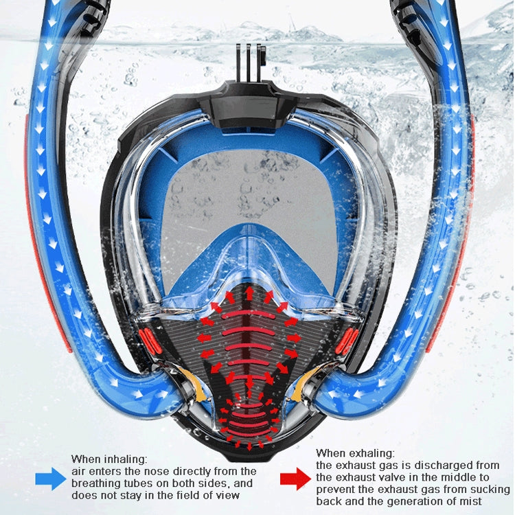 Snorkeling Mask Double Tube Silicone Full Dry Diving Mask Adult Swimming Mask Diving Goggles, Size: S/M(Black/Blue) - Diving Mask by PMC TechLife | Online Shopping South Africa | PMC TechLife | Buy Now Pay Later Mobicred