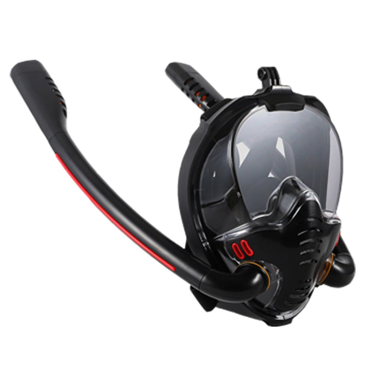 Snorkeling Mask Double Tube Silicone Full Dry Diving Mask Adult Swimming Mask Diving Goggles, Size: L/XL(Black/Black) - Diving Mask by PMC TechLife | Online Shopping South Africa | PMC TechLife | Buy Now Pay Later Mobicred