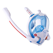 Snorkeling Mask Double Tube Silicone Full Dry Diving Mask Adult Swimming Mask Diving Goggles, Size: L/XL(White/Blue)