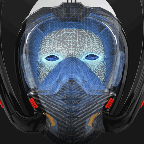 Snorkeling Mask Double Tube Silicone Full Dry Diving Mask Adult Swimming Mask Diving Goggles, Size: L/XL(Black/Black)