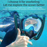Snorkeling Mask Double Tube Silicone Full Dry Diving Mask Adult Swimming Mask Diving Goggles, Size: L/XL(White/Blue)