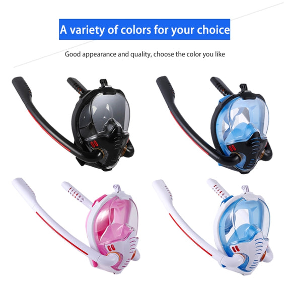 Snorkeling Mask Double Tube Silicone Full Dry Diving Mask Adult Swimming Mask Diving Goggles, Size: L/XL(Black/Black)