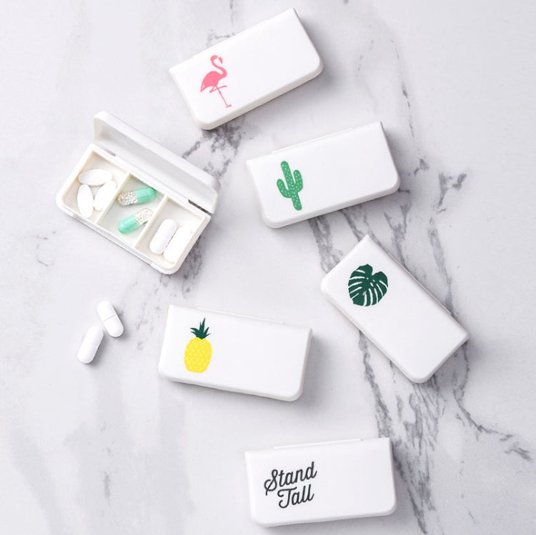 8 PCS Small Portable Moisture-proof Sealed Medicine Box 3 Compartments A Day Medicine Divided(Flamingo)