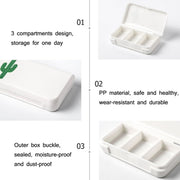 8 PCS Small Portable Moisture-proof Sealed Medicine Box 3 Compartments A Day Medicine Divided(Turtle Leaf)