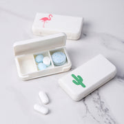 8 PCS Small Portable Moisture-proof Sealed Medicine Box 3 Compartments A Day Medicine Divided(Turtle Leaf)