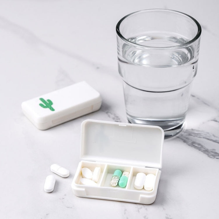 8 PCS Small Portable Moisture-proof Sealed Medicine Box 3 Compartments A Day Medicine Divided(Pineapple)