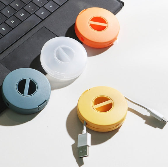 Round Data Cable Storage Box Earphone Storage Collection Box(Transparent)