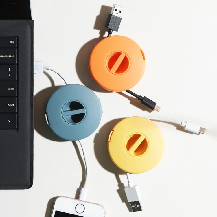 Round Data Cable Storage Box Earphone Storage Collection Box(Blue)