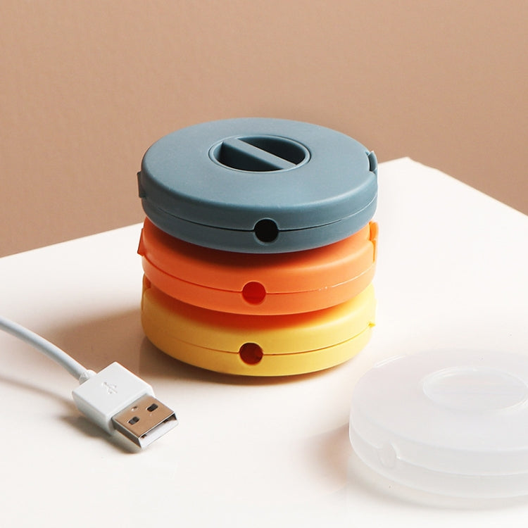 Round Data Cable Storage Box Earphone Storage Collection Box(Transparent)