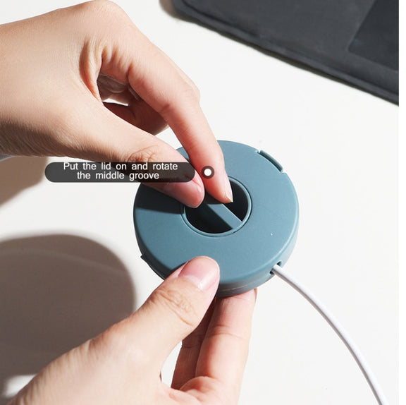 Round Data Cable Storage Box Earphone Storage Collection Box(Transparent)