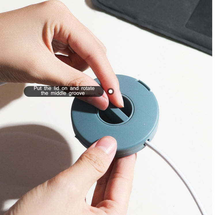 Round Data Cable Storage Box Earphone Storage Collection Box(Transparent)
