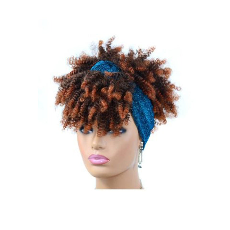 Headscarf Wig Black Gradient Small Curly Wig Explosive Headgear, Colour: 2.TJA1-1BT30# - free shipping - PMC TechLife - Order now!