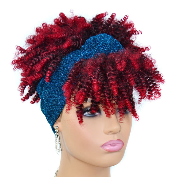 Headscarf Wig Black Gradient Small Curly Wig Explosive Headgear, Colour: 3.TJA1-1BTBUG#