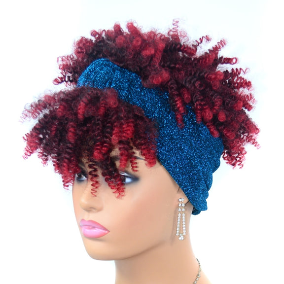 Headscarf Wig Black Gradient Small Curly Wig Explosive Headgear, Colour: 3.TJA1-1BTBUG#