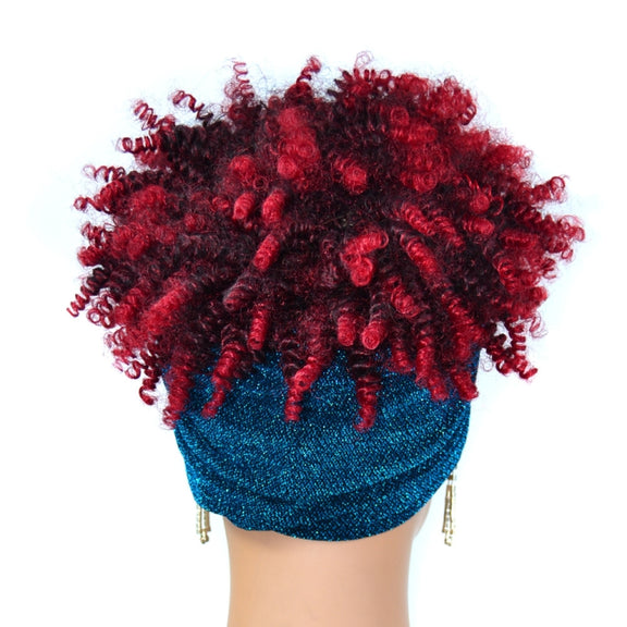 Headscarf Wig Black Gradient Small Curly Wig Explosive Headgear, Colour: 3.TJA1-1BTBUG#