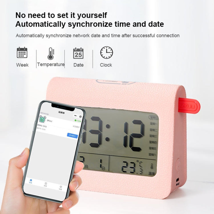 ZKLiLi Lazy Snooze Applet Alarm Clock Bedside Bluetooth Multifunctional Silent Digital Alarm Clock(Pink) - free shipping - PMC Jewellery - Order now!