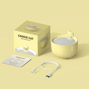 Cat Alarm Clock Night Light 2W LED Rechargeable Adjustable Children Bedroom Bedside Light(Beige)