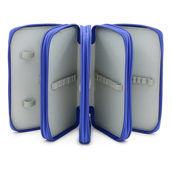 Solid Color Square Four-Layer Pencil Case Sketch Colorful Pencil Case With 72 Holes(Blue)