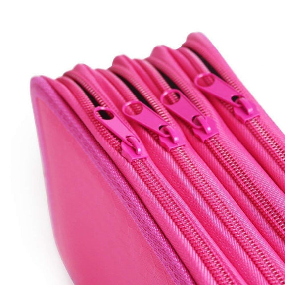 Solid Color Square Four-Layer Pencil Case Sketch Colorful Pencil Case With 72 Holes(Rose Red)