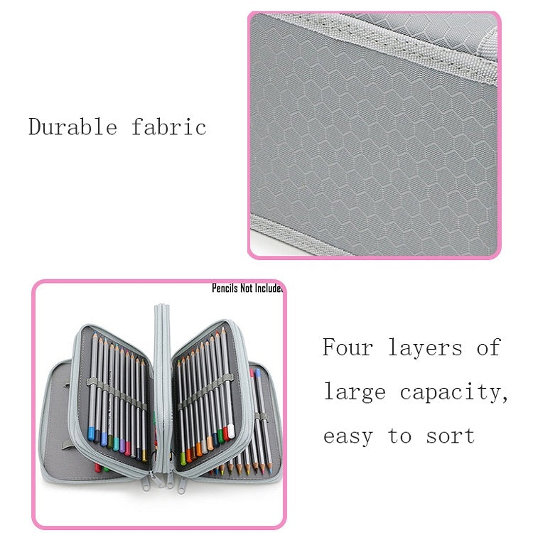 Solid Color Square Four-Layer Pencil Case Sketch Colorful Pencil Case With 72 Holes(Rose Red)
