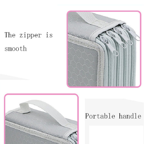 Solid Color Square Four-Layer Pencil Case Sketch Colorful Pencil Case With 72 Holes(Rose Red)