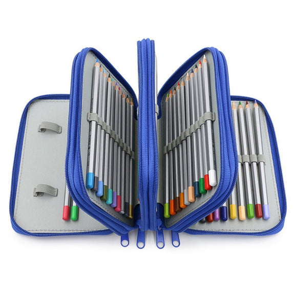 Solid Color Square Four-Layer Pencil Case Sketch Colorful Pencil Case With 72 Holes(Rose Red)