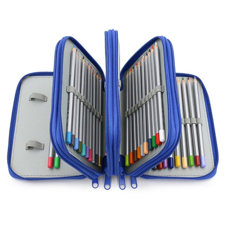Solid Color Square Four-Layer Pencil Case Sketch Colorful Pencil Case With 72 Holes(Rose Red)