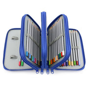 Solid Color Square Four-Layer Pencil Case Sketch Colorful Pencil Case With 72 Holes(Purple)