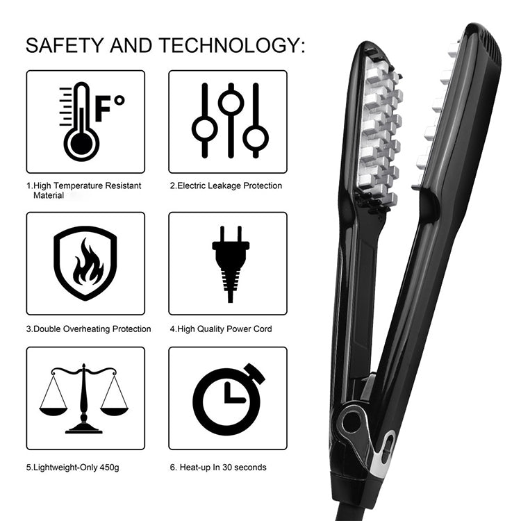 Multi-functional Long & Short Hair Styling Iron Ceramic Tourmaline Volumizing Hair Iron, Plug standard:US(Black gold) - free shipping - PMC Jewellery - Order now!