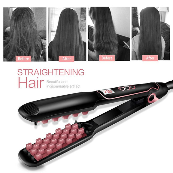 Multi-functional Long & Short Hair Styling Iron Ceramic Tourmaline Volumizing Hair Iron, Plug standard:EU(Black gold)