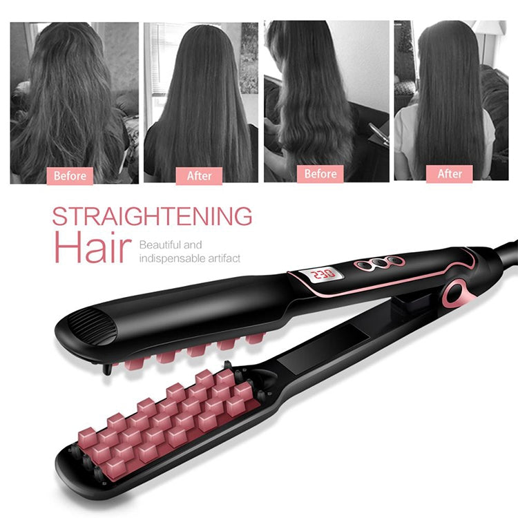 Multi-functional Long & Short Hair Styling Iron Ceramic Tourmaline Volumizing Hair Iron, Plug standard:EU(Black gold)