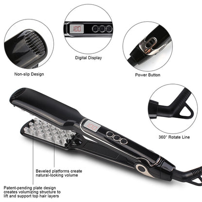 Multi-functional Long & Short Hair Styling Iron Ceramic Tourmaline Volumizing Hair Iron, Plug standard:EU(Black gold) - free shipping - PMC Jewellery - Order now!