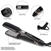 Multi-functional Long & Short Hair Styling Iron Ceramic Tourmaline Volumizing Hair Iron, Plug standard:EU(Black gold)
