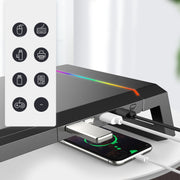 ICE COOREL T1 Monitor Increased Rack Foldable Laptop Stand With RGB Lighting & 4xUSB2.0 Expansion Interface(Moonlight White)