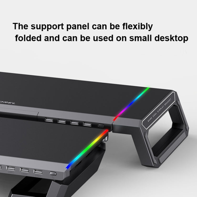 ICE COOREL T1 Monitor Increased Rack Foldable Laptop Stand With RGB Lighting & 4xUSB2.0 Expansion Interface(Moonlight White)
