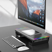 ICE COOREL T1 Monitor Increased Rack Foldable Laptop Stand With RGB Lighting & 4xUSB2.0 Expansion Interface(Moonlight White)