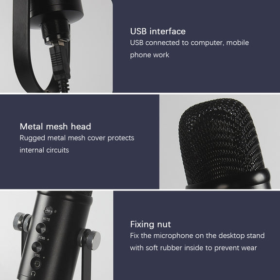 BM-86 USB Condenser Microphone Voice Recording Computer Microphone Live Broadcast Equipment Set, Specification: Cantilever Bracket Set
