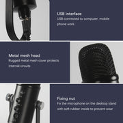 BM-86 USB Condenser Microphone Voice Recording Computer Microphone Live Broadcast Equipment Set, Specification: Standard+Small Blowout Prevention Net