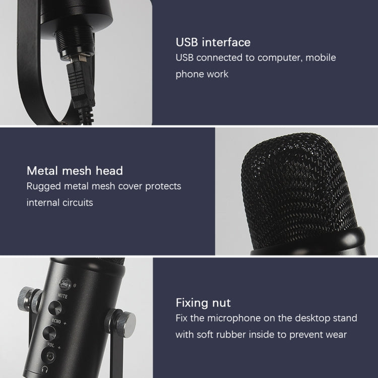 BM-86 USB Condenser Microphone Voice Recording Computer Microphone Live Broadcast Equipment Set, Specification: Standard+Small Blowout Prevention Net