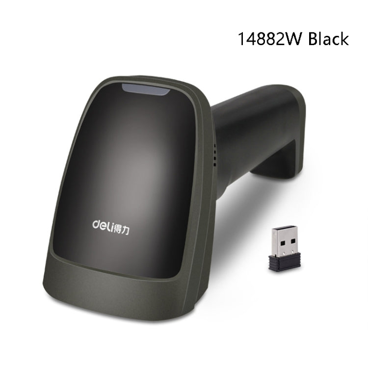 Deli  Wired And Wireless Scanner Drugstore Supermarket Catering Logistics Cash Register Scanner, Model: 14882W (Black)