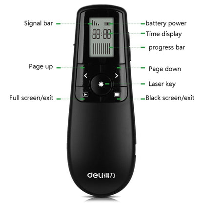 Deli 2.4GHz Laser Teaching Page Flip Pen Remote Play Pen with Flying Mouse, Model: 2804 (Black) Red Light - free shipping - PMC Jewellery - Order now!